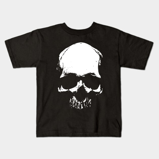 Human skull Kids T-Shirt by GrizzlyVisionStudio